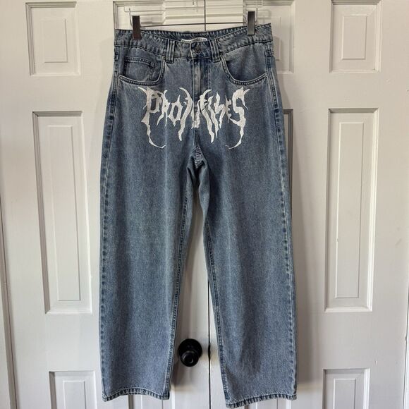 Broken Promises Blue Denim Cobra Baggy Skater Grunge 90’s Y2K Jeans Size 32 EUC - Picture 2 of 14